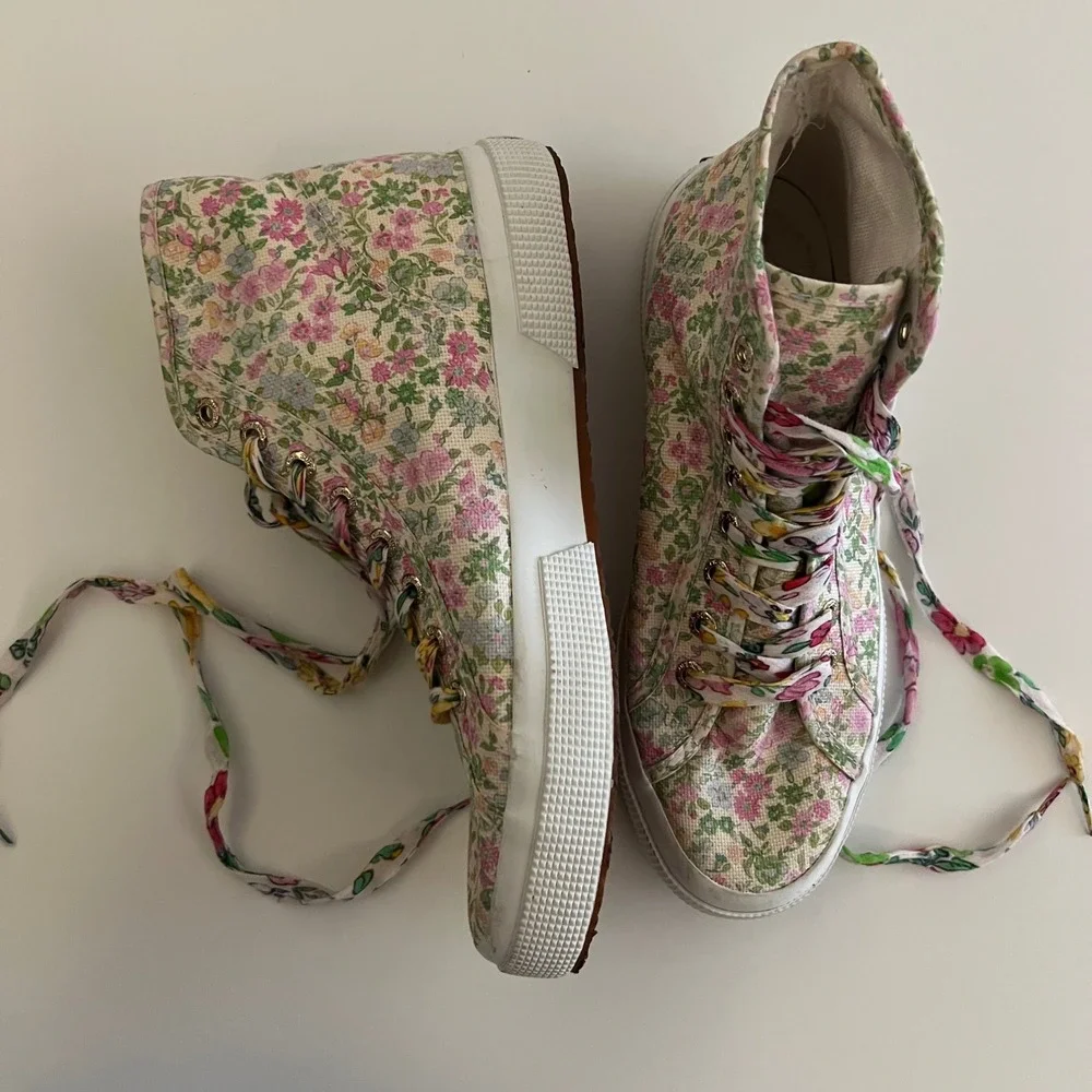 LoveShackFancy‎ x Superga 2795 High-Top Sneakers Floral Pink Green